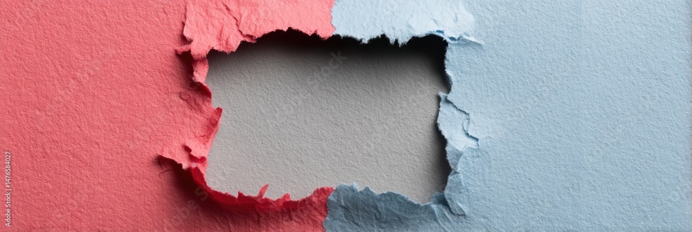 Poster torn paper edges create a square frame for a blank message area in a creative background design for 