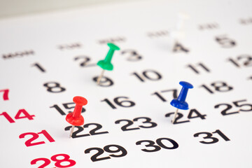 date push pin calendar for background