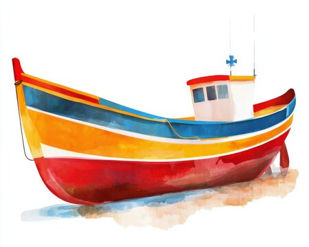 Malta Luzzu fishing boat with George Cross motif