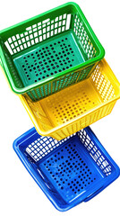 Colorful plastic crates stacked