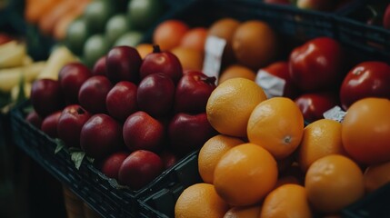 An assortment of colorful fruits and vegetables.