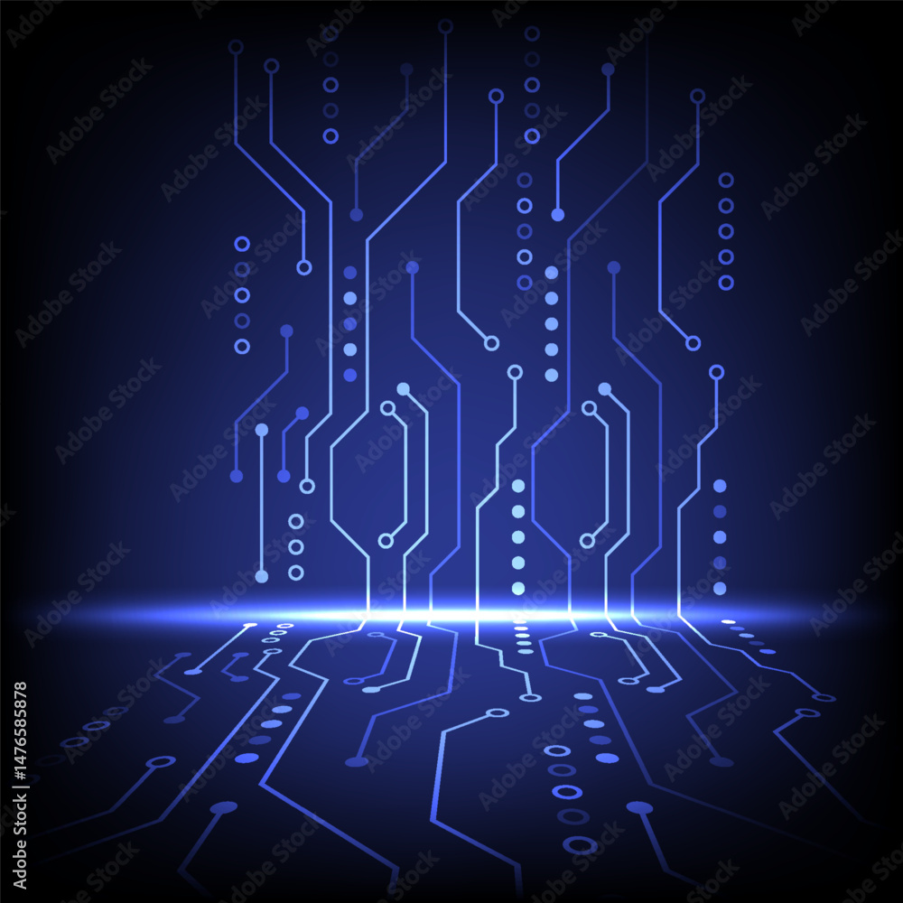 Poster digital circuit background technology concept. design for board digital, network, machine learning.