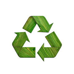 Obraz premium Green recycling symbol made of leaves represents sustainability and environmental awareness. This design emphasizes importance of eco friendly practices and conservation efforts
