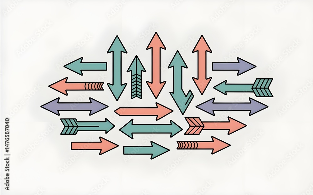 Poster colorful arrow design abstract background for direction guidance and choice concepts