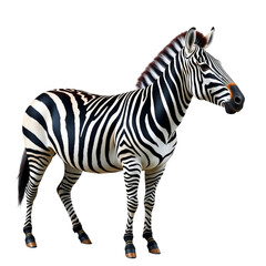 Obraz premium Zebra's Striking Pattern: Captivating studio shot showcases a zebra, its iconic stripes a testament to nature's artistry, exuding the untamed beauty of the African savanna.
