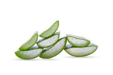 fresh aloe vera slices on a white,isolated