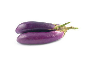 fresh purple eggplant on white background, isolated