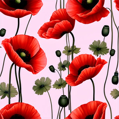 seamless pattern with poppies