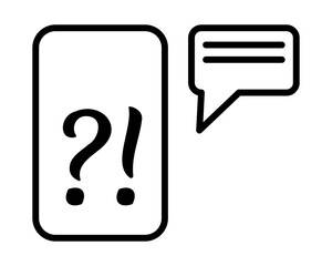 Vector icon phone with question and message. Isolated messenger communication symbol. Flat icon for online shopping and sales. Vector icon phone question and message. Isolated messenger communication