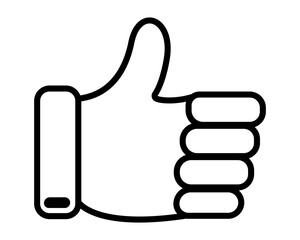 Vector icon symbol Lik. Thumbs up means Like. Isolated messenger communication button. Flat icon for social networks, blogs, websites, forums, voting. Design for web site design