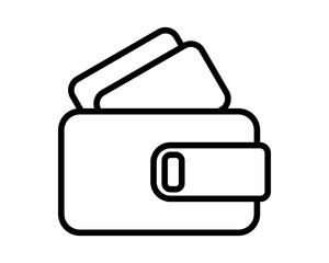 Isolated wallet icon with bank plastic cards. Vector money payment symbol in flat style. Simple money house. Stylish men's accessory with line 