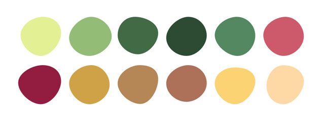 Сolorful palette with mint lime apple green avocado yellow and rose. Trendy mix of nature-inspired tones, for spring and summer concept, banner, print, modern interior layout. Abstract vector design