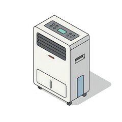 Isometric view of portable air conditioner unit on white background studio
