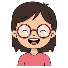 nerd girl laugh happy smile expression flat color vector illustration template design