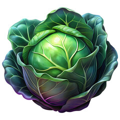 Obraz premium Cabbage Vegetable Detailed Digital Illustration