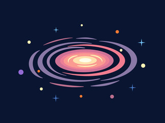Space galaxy. Spiral galaxy template. Vector illustration.