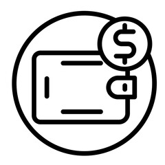 Wallet with Charts Vector Line Icon Design