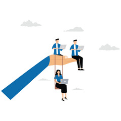 Businessman hand cover employee with symbolizing organization support and worker wellbeing