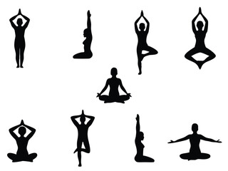 Fototapeta premium silhouette of a woman doing yoga