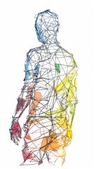 Abstract Wireframe Human Figure with Gradient Colors
