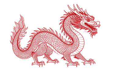 Chinese dragon statue illustration on white background