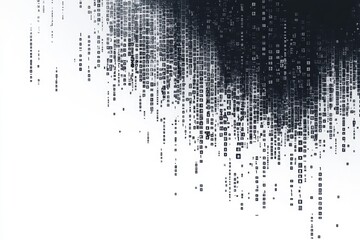 Vector digital binary code pattern on a white background, texture overlay for graphic design and web development backgrounds.