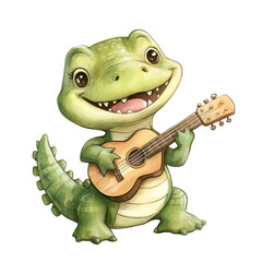 Naklejka premium Musical reptile performance fun setting illustration whimsical environment playful viewpoint