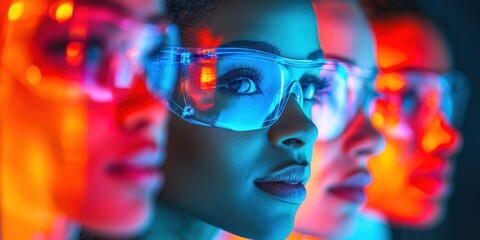 Fototapeta premium Multicultural lab team emerging from a prism of diverse research paths 