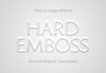Hard Emboss Deboss Text Logo Style Effect Mockup Logotype Template Shape