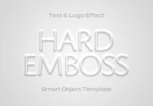 Hard Emboss Deboss Text Logo Style Effect Mockup Logotype Template Shape