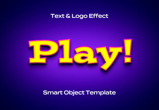 Game App Play Comics Text Logo Style Effect Mockup Logotype Template Shape