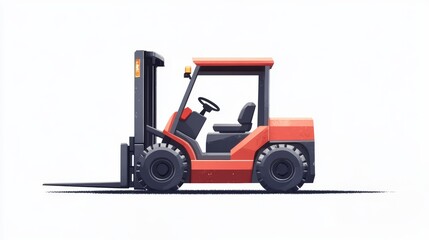 Fototapeta premium Industrial Forklift Truck on White Background