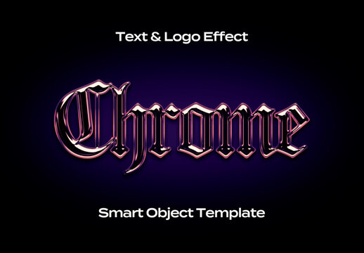 Chrome Transparent Black Text Logo Style Effect Mockup Logotype Template Shape