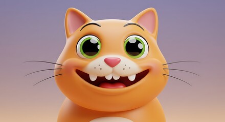 Cute Orange Cartoon Cat Closeup