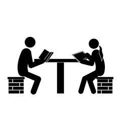 Set of stick figures, black man and woman silhouettes on a white background. Recreation and leisure, flat vector illustration.