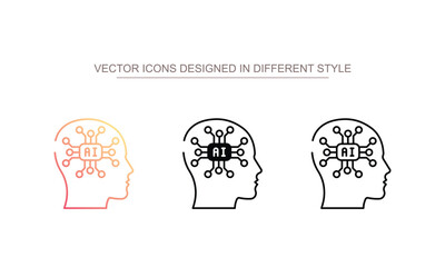 AI to Human icon design with white background stock illustration