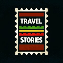 Obraz premium T-shirt design Vintage styled illustration of a travel stories concept with postage stamp design