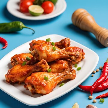 4k high quality Ai generative HD art work photo realistic restaurant cafe menu sell selling market traditional food truck dish cuisine roasted turkey peri chicken plate bell pepper drumstick wings