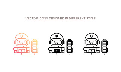 Charging Robot icon design with white background stock illustration