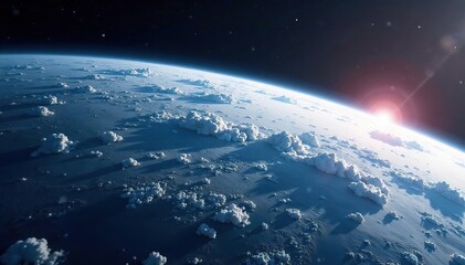 Stunning view of Earth from space, showing the curvature and atmospheric details , image, stock, day