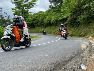 Garut West Java, May 12, 2025 portrait of the highway connecting South Garut and the center of Garut city, the crowd of tourists returning from a southern beach holiday