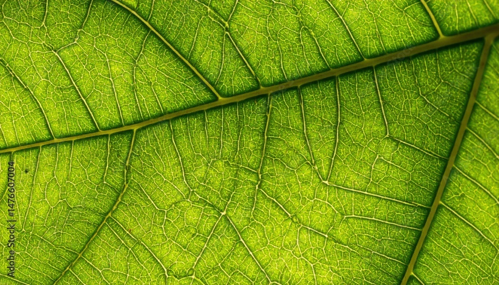 Poster exploring the intricate patterns of a green leaf nature's canvas macro photography natural environme