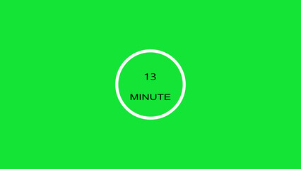 13 minute timer illustration. inside a green and red circle on white background emergency timer countdown illustration, and 4k illustration.