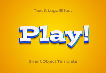 Game App Play Comics Text Logo Style Effect Mockup Logotype Template Shape