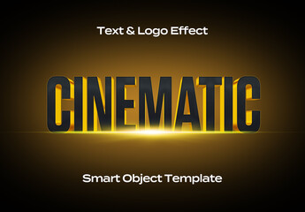 Cinematic Cinema Movie Text Logo Style Effect Mockup Logotype Template Shape