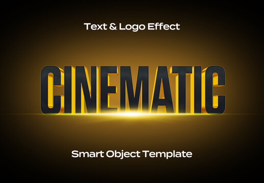Cinematic Cinema Movie Text Logo Style Effect Mockup Logotype Template Shape