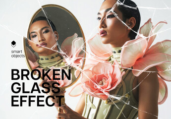 Broken Glass Template Effect Mockup - obrazy, fototapety, plakaty