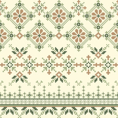  Geometric pixel art pattern. Abstract pixel art geometric pattern design for fabric, carpet, tile,...