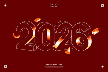 A vibrant and modern design showcasing the year 2026 in a dynamic color combinations