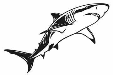 tiger shark sihouette black vector